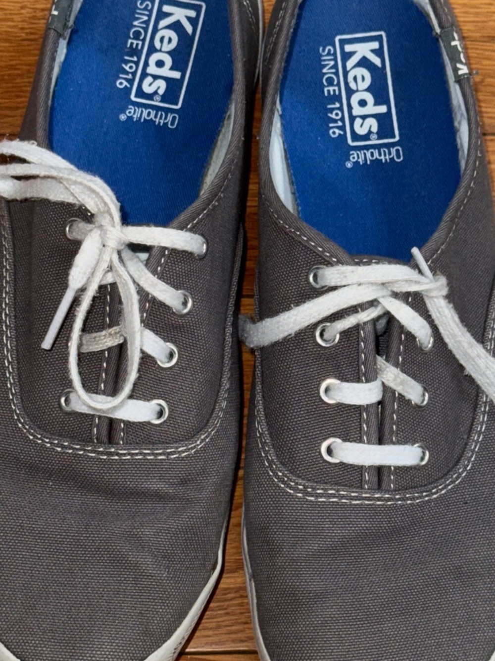 Keds Men's Gray Canvas Lace-Up Sneakers with White Laces canvas 8.5 - Picture 6 of 6
